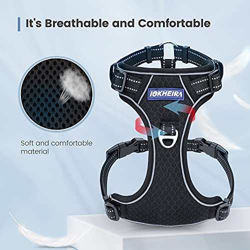 Iokheira Arnés de Perro, Malla de Aire Transpirable para Coche de Perro, arnés Ajustable de Pecho Suave, arnés de Seguridad Reflectante para Meduim y Perros Grandes (XL)