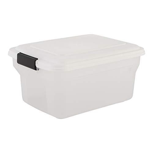 Iris Ohyama, Contenedor de comida para mascotas, juego de 2, 20 L y 45 L para 7,5 y 15 kg, tapa abatible, hermética, transparente, ruedas y pala - Air Tight Food Container ATS-C - Blanco