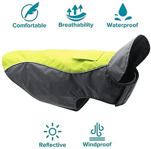 Iseen - Chubasquero impermeable para perros con forro polar suave, para clima frío y a prueba de viento, chaleco reflectante, ropa para perros pequeños, medianos y grandes