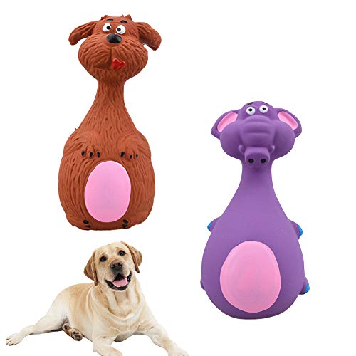 ITNP Juguetes con Sonido para Perros, Squeak Juguetes de Látex para Masticar, Mascota Juguetes Interactivo Entrenamiento, para Perros Pequeños Medianos Juguete para mascotas de pie (2 Piezas)