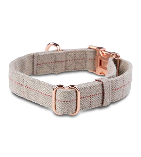 Jack & Russell Collar de Perro Premium Tweed Cody - Collar de Tweed con el Sello Original de J&R - Robusto y Elegante (L/XL - Circunferencia del Cuello 35,0-50,0 cm, Gris - Moteado)