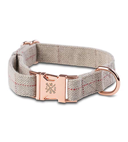 Jack & Russell Collar de Perro Premium Tweed Cody - Collar de Tweed con el Sello Original de J&R - Robusto y Elegante (L/XL - Circunferencia del Cuello 35,0-50,0 cm, Gris - Moteado)