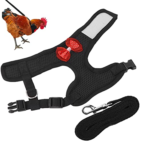 Jacksing Arnés De Pollo, Correas De Nailon Diseño De Pestillo De Seguridad De Arnés De Pollo Ajustable para Gallinas para Gallos(Número S, Negro)