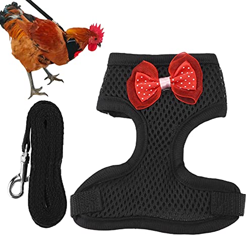 Jacksing Arnés De Pollo, Correas De Nailon Diseño De Pestillo De Seguridad De Arnés De Pollo Ajustable para Gallinas para Gallos(Número S, Negro)