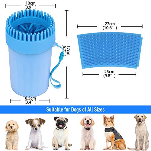 Jamsync Limpiador de patas de perros, 2 en 1, portátil, con cepillo de baño, cerdas de silicona suave, cepillo de limpieza para perros