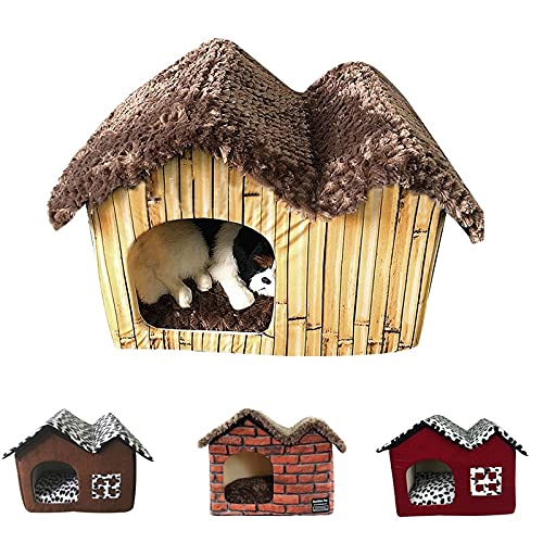 Jaula de perro Casa de perro gato bañada cálido gato jaula lindo perro casa cachorro nido casero doméstico cachorro gato cómodo plegable mascota Cajón de perro ( Color : Style 2-dog house )