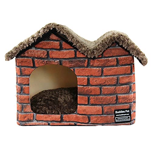 Jaula de perro Casa de perro gato bañada cálido gato jaula lindo perro casa cachorro nido casero doméstico cachorro gato cómodo plegable mascota Cajón de perro ( Color : Style 2-dog house )