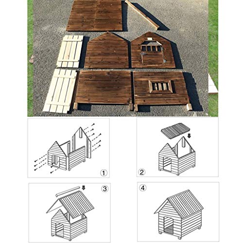 Jaula para perros Perrera Perrera de madera para exteriores Resistente a la lluvia Anticorrosión Fácil de limpiar Casa de conejo para gatos Villa para mascotas Regalo fácil de montar (Color: Marrón,