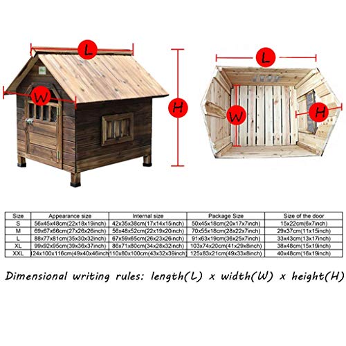 Jaula para perros Perrera Perrera de madera para exteriores Resistente a la lluvia Anticorrosión Fácil de limpiar Casa de conejo para gatos Villa para mascotas Regalo fácil de montar (Color: Marrón,