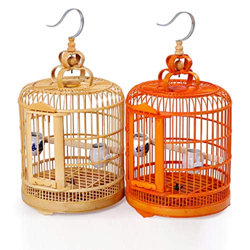 Jaulas de pájaros Grandes Colgantes de bambú para Loros pequeños Finches Canarias de pájaros de Viaje Canarios Pajareras Hogar de Mascotas (Color : A, tamaño : 36cm)