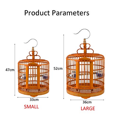 Jaulas de pájaros Grandes Colgantes de bambú para Loros pequeños Finches Canarias de pájaros de Viaje Canarios Pajareras Hogar de Mascotas (Color : A, tamaño : 36cm)