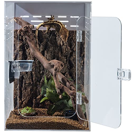 Jaulas Hábitat De Reptiles, Caja Alta Acrílica Caja De Cría De Reptiles Lagarto, Leopardo Gecko Tarántula Joven Lagarto Insectos Escondite Caja De Cría (Color : Clear, Size : 30x20x20cm)