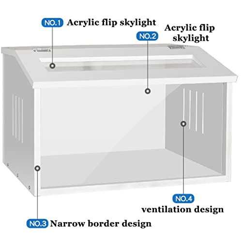 Jaulas Hábitat De Terrario De Reptiles, Rutin Pollo Loro Pollito Codorniz Pollito Patito Caja De Cría Tanque De Terrario, Caja De Escondite De Mamíferos (Color : Blanco, Size : 40x30x30cm)