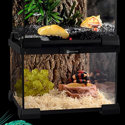 Jaulas Terrario De Terrario para Reptiles con Parte Superior De Pantalla Deslizante, Hábitat De Reptiles para Insectos De Lagarto Joven De Tarántula Gecko Leopardo (Color : Black, Size : 30x20x16cm)