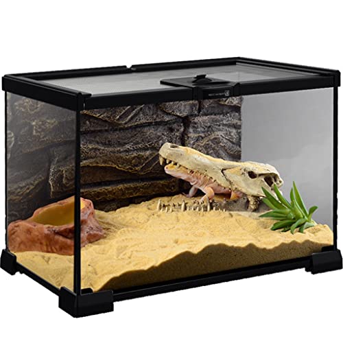 Jaulas Terrario De Terrario para Reptiles con Parte Superior De Pantalla Deslizante, Hábitat De Reptiles para Insectos De Lagarto Joven De Tarántula Gecko Leopardo (Color : Black, Size : 30x20x16cm)