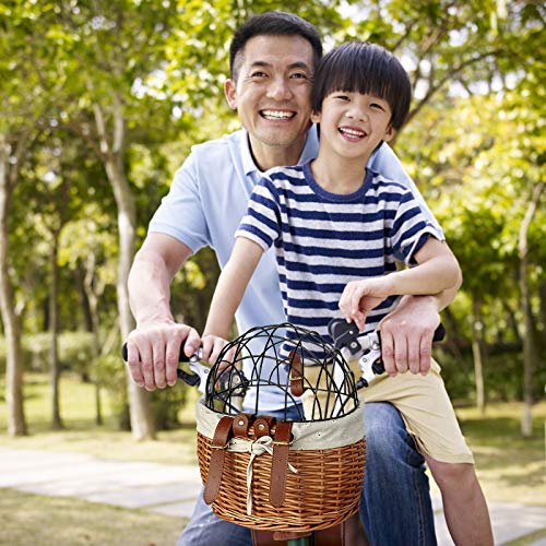 JAWSEU Cesta para la Bicicleta con Entramado,Cesta De Bicicleta Tejida De Mimbre para Bicicleta,Cesta De Bicicleta para Perro Cesta De Bicicleta Tejida,Cesta de Bicicleta con Rejilla