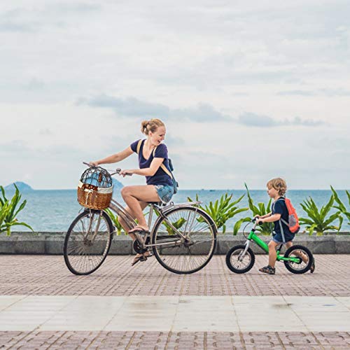 JAWSEU Cesta para la Bicicleta con Entramado,Cesta De Bicicleta Tejida De Mimbre para Bicicleta,Cesta De Bicicleta para Perro Cesta De Bicicleta Tejida,Cesta de Bicicleta con Rejilla