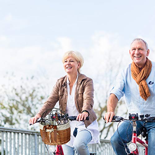 JAWSEU Cesta para la Bicicleta con Entramado,Cesta De Bicicleta Tejida De Mimbre para Bicicleta,Cesta De Bicicleta para Perro Cesta De Bicicleta Tejida,Cesta de Bicicleta con Rejilla