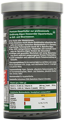 JBL Spirulina 30002 Premium - Comida para Peces carnívoros de Algas de Acuario, Copos, 1 L