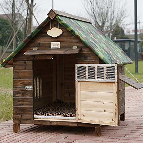 JHKGY Caseta De Madera para Perros - Al Aire Libre De La Cabaña De Troncos del Animal Doméstico,con Solapa De Puerta Placa Inferior Extraíble,para Animales Pequeños Medianos Grandes,XXL