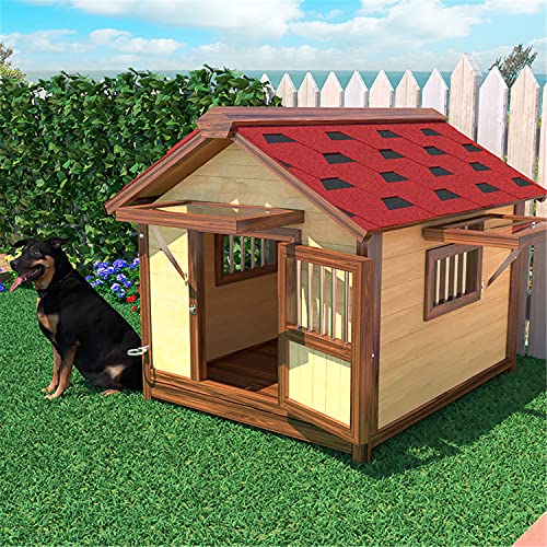 JHKGY Caseta De Madera para Perros De La Perrera Al Aire Libre,Casa para Perros Extra Grande con Puerta para Uso En Interiores Y Exteriores,para Cualquier Perro O Gato,Fácil De Limpiar,XL