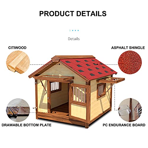 JHKGY Caseta De Madera para Perros De La Perrera Al Aire Libre,Casa para Perros Extra Grande con Puerta para Uso En Interiores Y Exteriores,para Cualquier Perro O Gato,Fácil De Limpiar,XL