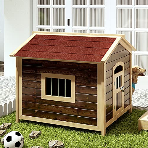 JHKGY Caseta De Madera para Perros De La Perrera Al Aire Libre,Muebles Impermeables Resistentes A La Intemperie para Mascotas,Caseta para Perros con Puerta para Uso Interior Y Exterior,Rojo,S