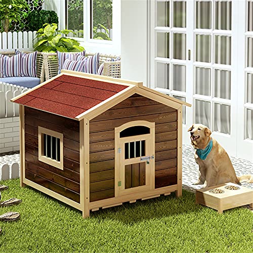 JHKGY Caseta De Madera para Perros De La Perrera Al Aire Libre,Muebles Impermeables Resistentes A La Intemperie para Mascotas,Caseta para Perros con Puerta para Uso Interior Y Exterior,Rojo,S