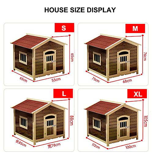 JHKGY Caseta De Madera para Perros De La Perrera Al Aire Libre,Muebles Impermeables Resistentes A La Intemperie para Mascotas,Caseta para Perros con Puerta para Uso Interior Y Exterior,Rojo,S