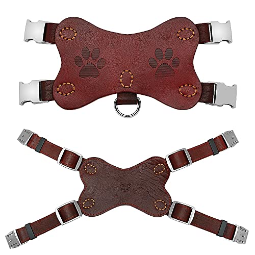 JIAQ Pitbull Terrier Collares arneses Cuero Genuino Perro hraness Chaleco Grandes Perros Entrenamiento arneses Perro Golden Retriever (Color : Brown, Size : Chest for 72 to 80cm)