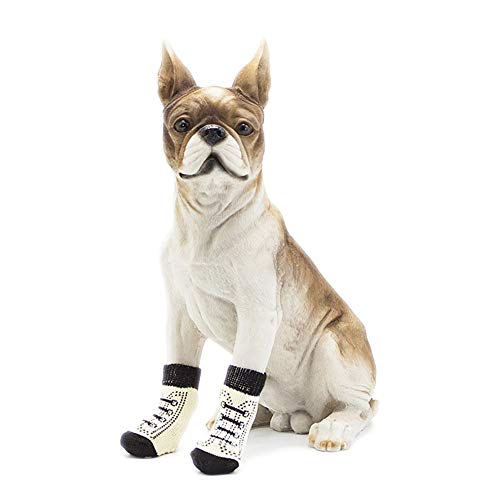 JieGuanG Botas para perros, 4 unidades, antideslizantes, impermeables, color negro, para mascotas, para perros pequeños, gatos