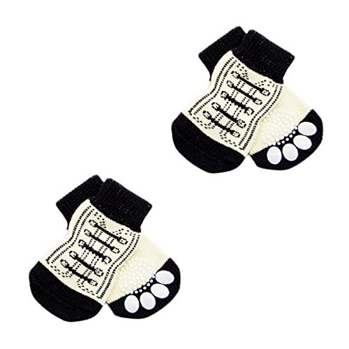 JieGuanG Botas para perros, 4 unidades, antideslizantes, impermeables, color negro, para mascotas, para perros pequeños, gatos