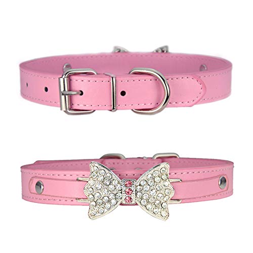 jieqing Collars Perro Collars Perro PequeñO Collares de Perro de Cuero Collares de Perro de Cuero Collares para Perros Collares para Perros Grandes XXS,Rose Red