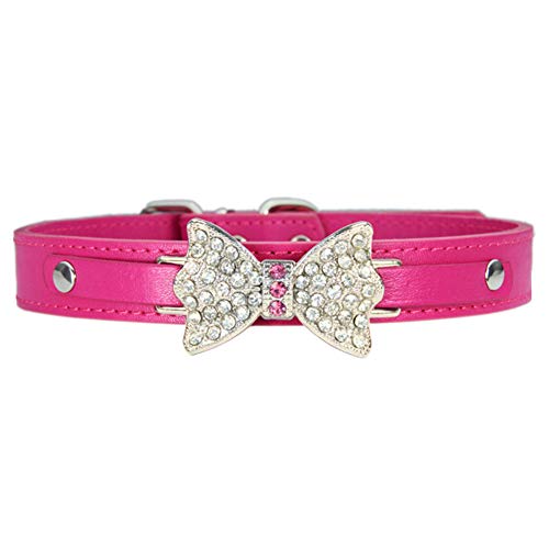 jieqing Collars Perro Collars Perro PequeñO Collares de Perro de Cuero Collares de Perro de Cuero Collares para Perros Collares para Perros Grandes XXS,Rose Red