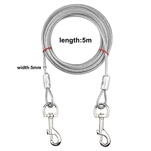 Jinlaili Cable para Atar Perros, 16.4 pies / 5M de Cadena para Perros de hasta 176 Libras, Adecuado para Todas Las Razas (Blanco)