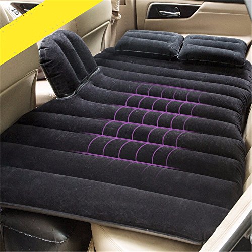 JISHUQICHEFUWU Cama Inflable del Coche/colchón Adulto del Coche/cojín de colchón del Asiento Trasero del Coche/Amortiguador de Aire del Coche Cama de Choque/Fuentes del Recorrido, E-Negro