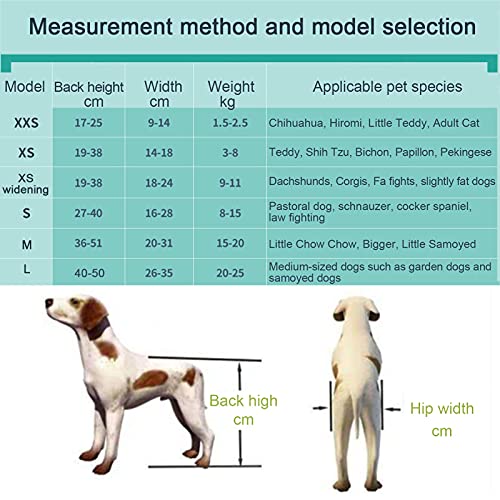 JKGHK Silla de Ruedas para Perros, Andador de Ayuda Ajustable para Silla de Ruedas para Mascotas, Carro para Mascotas, Ayuda para Patas Traseras para Mascotas Discapacitadas (Size : XS Widened)