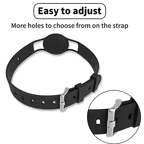 JLLTiioo Collar de Silicona para Perros y Gatos Compatible con Apple AirTag 2021, 20-40 cm (8.2 "- 15.5") Duradero y Seguro Longitud Ajustable, Cubierta para Accesorios Pet Finder (Negro)