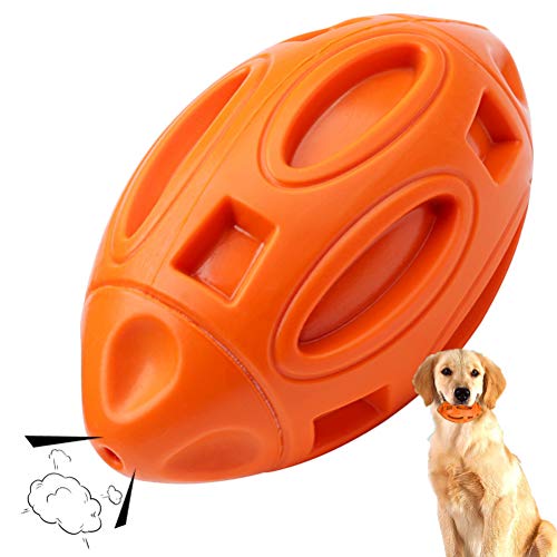 jlon Juguete para masticar para perros, juguete indestructible, para entrenamiento al aire libre, dentición para perros, juguetes de rugby, regalo para perros grandes y medianos (naranja)