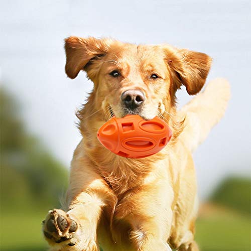 jlon Juguete para masticar para perros, juguete indestructible, para entrenamiento al aire libre, dentición para perros, juguetes de rugby, regalo para perros grandes y medianos (naranja)