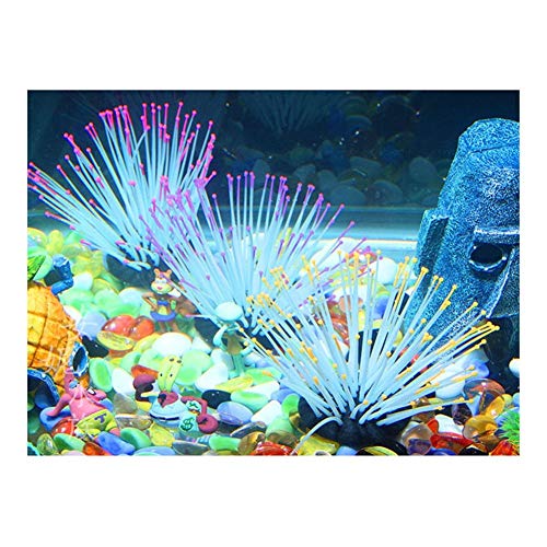 JLZK Materiales ecológicos Resplandeciente 1pcs decoración Vegetal Sea Aquarium anémona Artificial del Acuario Decoración de Pescado de mar Tanque Acuario anémona No contamina la Calidad del Agua.