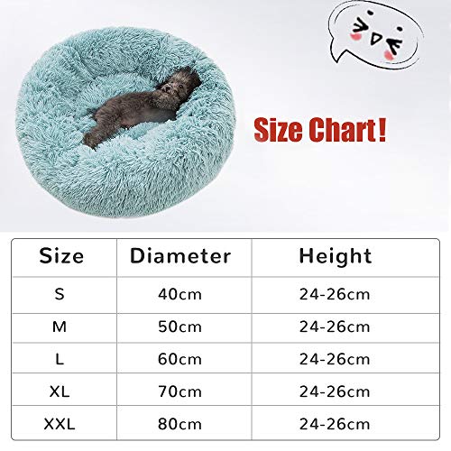 Jodimitty Cama para Gatos y Perros Pequeños Medianos,Plush Redonda de Pelo Nido de Donut con Cojín Perro Invierno Cálido Suave y cómodo Perrera Cestos para Mascotas(Beige，Diámetro 40cm)