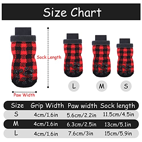 Jodsen 4 Pares de Calcetines Antideslizantes para Perro,Calcetines Antideslizantes para Perros con Diseño de Huellas de Pies Calcetines para Perros Calcetines para Mascotas para Mascotas Interior S