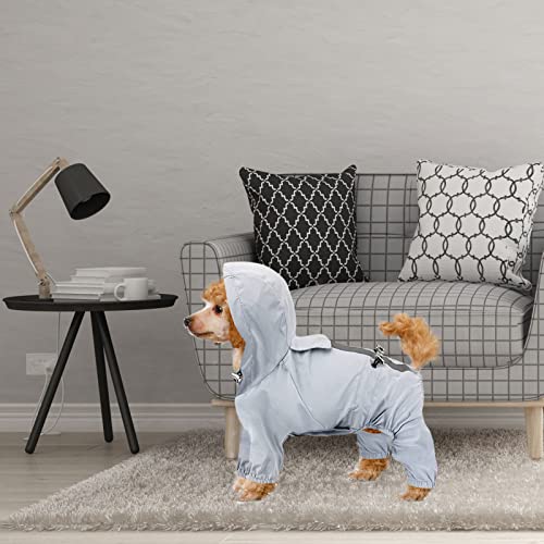 Jodsen Impermeables para Perros Mascotas,Impermeable Ajustable con cordón para Cachorros al Aire Libre,Chaqueta para Cachorro con Capucha Resistente al Agua para Perro pequeño Blue XXL