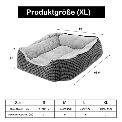 JOEJOY Cama para perros grandes, sofá para perros, cama rectangular para mascotas, antideslizante, lavable, 89 x 63,5 x 23 cm, se adapta hasta 27 kg de mascotas