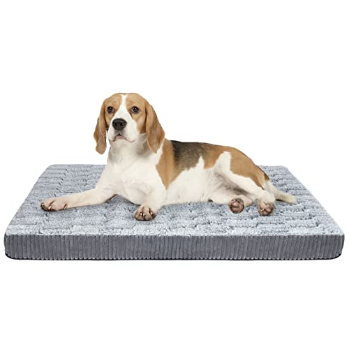 JOEJOY Cama Perro Pequeño Ortopédica, Colchoneta Perro con Espuma Viscoelastica, Colchoneta Perro Lavable, 74 x 46 x 8 cm (M), Gris