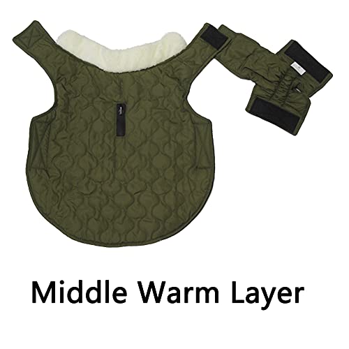 JoyDaog Abrigo de perro cálido con cuello de lana para perros pequeños con bolsillo impermeable cachorro chaqueta para invierno verde S