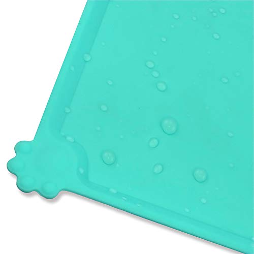 Joytale Silicona Alfombrilla para Comedero de Mascota, Tapete para Comer Perros y Gatos, Antideslizante,Impermeable,47×30cm, Turquesa