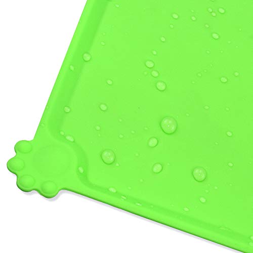 Joytale Silicona Alfombrilla para Comedero de Mascota, Tapete para Comer Perros y Gatos, Antideslizante,Impermeable,53×37cm, Verde