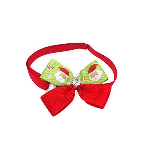 JpGdn 10 pajaritas de Navidad para perros pequeños con diamantes de imitación de Papá Noel muñeco de nieve para cachorro, perrito, gato, conejo, collar de corbata, accesorios de aseo para disfraz